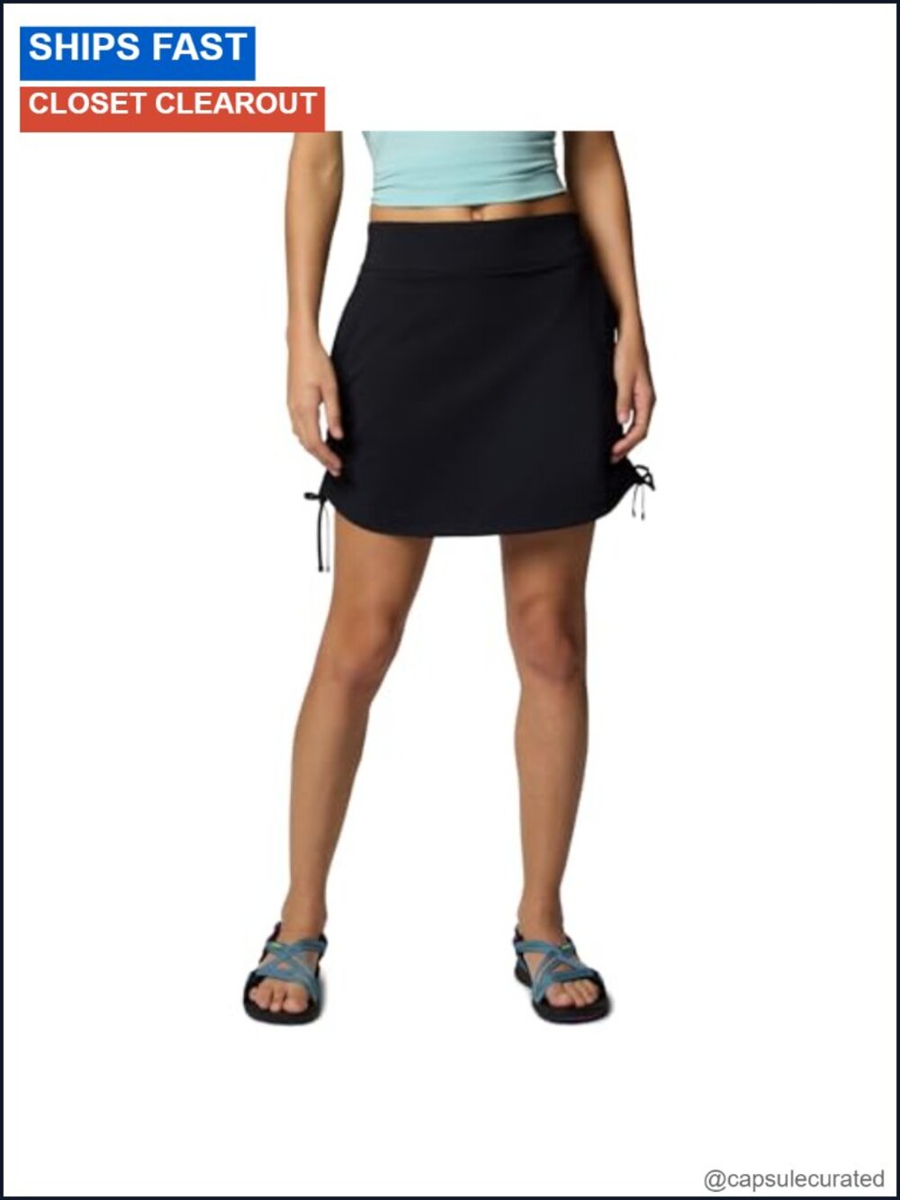 Columbia All Seasons Ruched Skort Built-in Shorts Drawcord Hiking Skort
